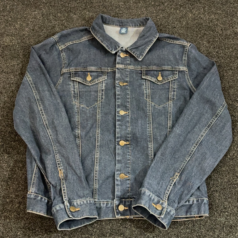 George Jacket Mens XL Blue Dark Denim Stretch Button Front Western Jean Trucker